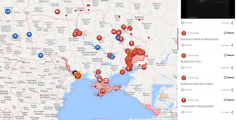(Video) Imagini din orașele Ucrainei atacate de Rusia. Atât de aproape de România! HARTĂ Unde au avut loc până acum bombardamente 1