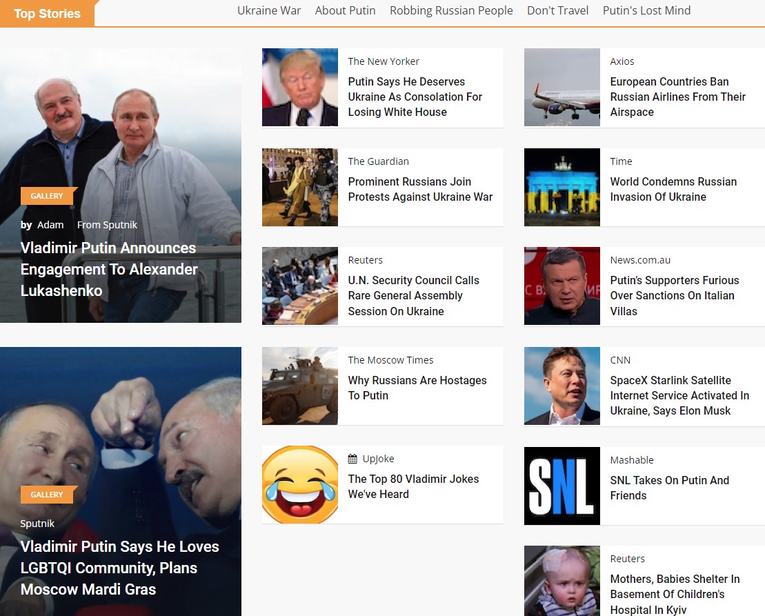 Site-ul Sputnik anunță „logodna dintre Putin și Lukashenco” după ce a fost preluat de hackeri 2