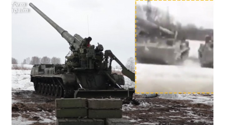 „Va fi război, domnule profesor?” Imagini cu tunuri masive de artilerie ce pot lansa proiectile nucleare, surprinse la circa 16 kilometri de Harkov -Video 1